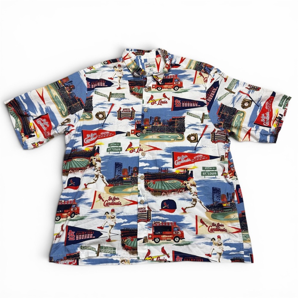 Reyn Spooner MLB St. Louis Cardinals Scenic Print Shirt Mens XXL Busch Stadium - Picture 2 of 11